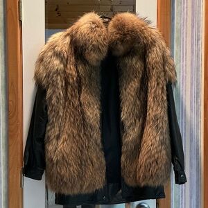 Luxurious Faux Fur Trimmed Leather Jacket